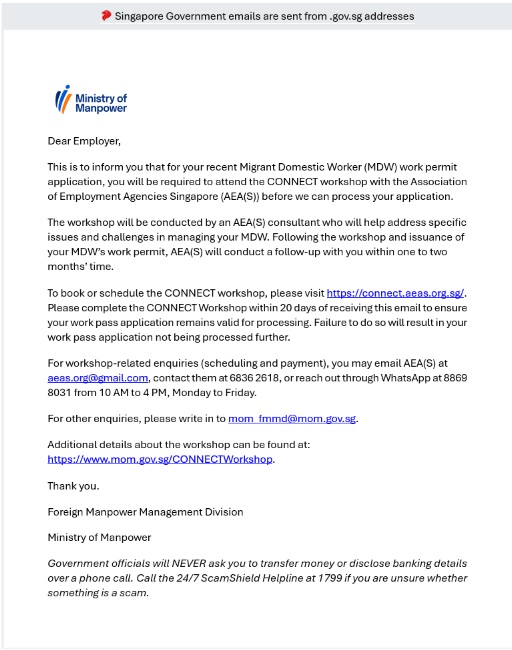 A notification to attend the CONNECT Workshop