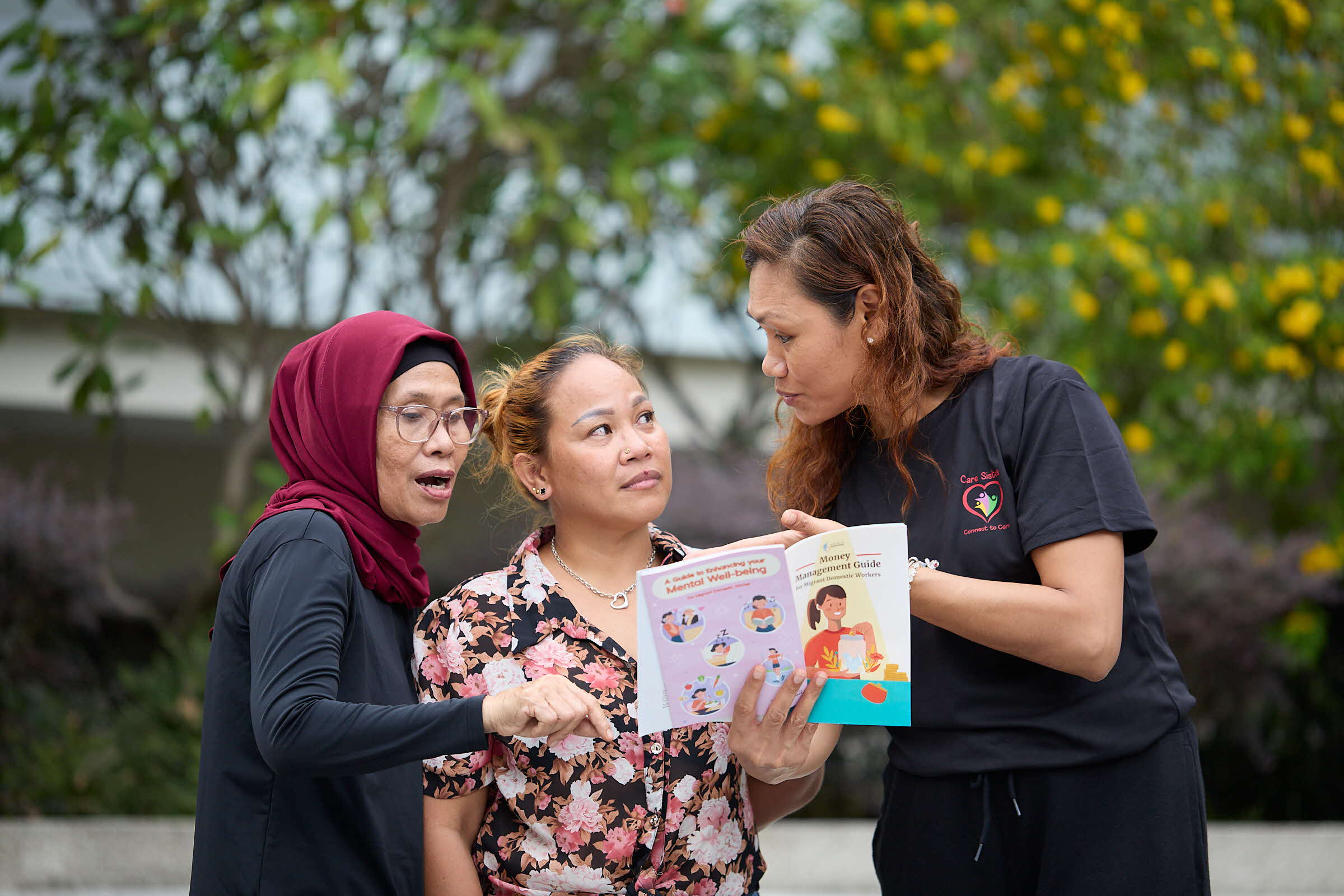 Care Sister sharing important information with helpers